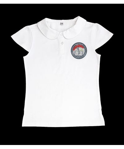 Fille - Polo Jersey Blanc logo brodé - Saint Gabriel et Notre Dame de la Providence